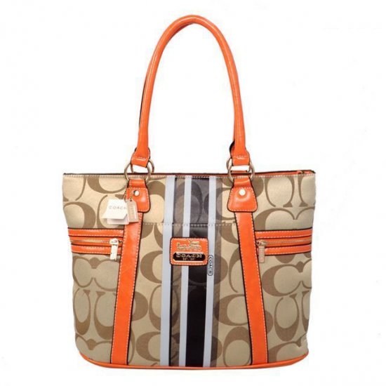 Coach Zip In Signature Medium Khaki Totes BFK | Women - Click Image to Close